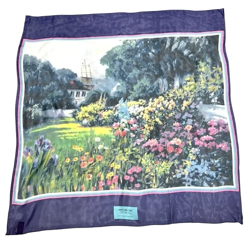 The Greenwich Workshop Silk Scarf Seaport Garden Mystic Painting by Paul Landry